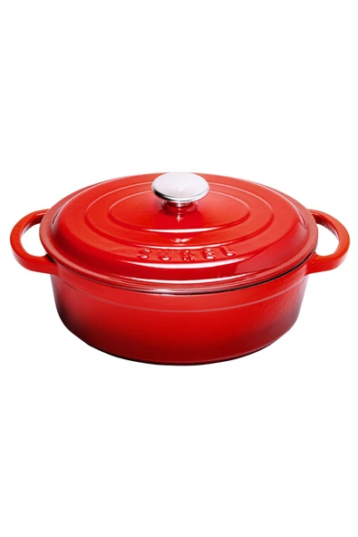 Sürel Aroma Kapak Kırmızı Oval Döküm Tencere 23x29 - 4