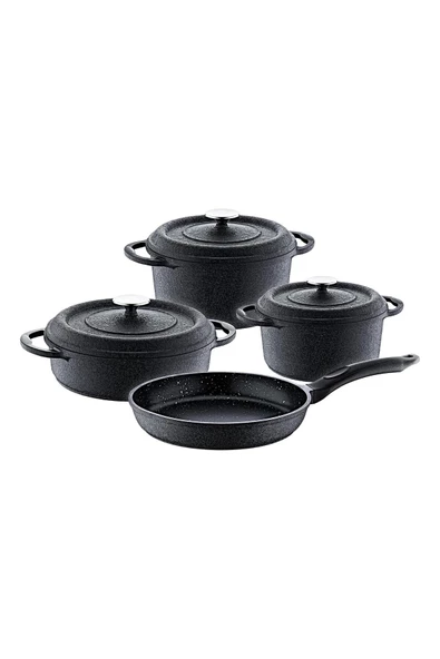 OMS Quartz Döküm Granit Tencere Seti 7 Parça 3050 - Resim 2