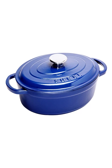 Sürel Aroma Kapak Mavi Oval Döküm Tencere 23x29