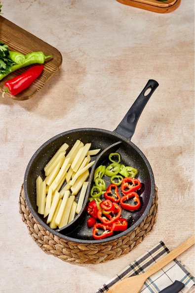 Cooker CKR3373  İki Bölmeli Döküm Granit Tava-32cm Siyah - 2