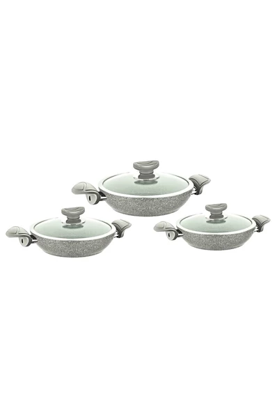 OMS 3004 6 Parça Bio Granit Sahan Takımı Gri