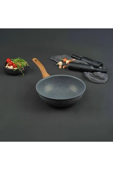 Leydi Marble Natura Granit Wok Tava 28 Cm