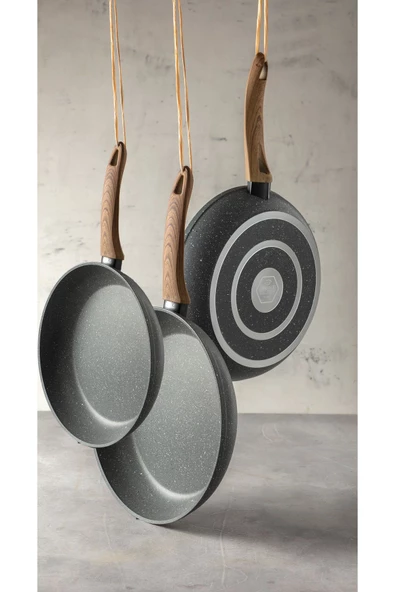 Leydi Natura Marble XL Büyük 3lü Granit Tava Seti  28-30-32cm ürün görseli 1