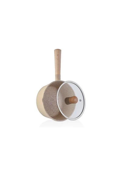 FALEZ Creamy Döküm Dökme Ağızlı  Cam Kapaklı 2'li Sosluk Sütlük Tava Seti - Resim 2