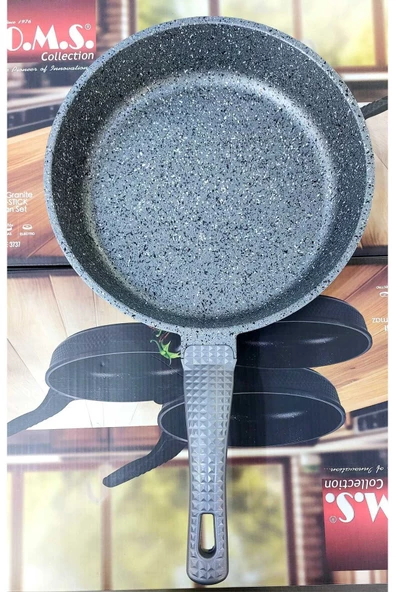 OMS 3737 Fry Pan Döküm Granit Kaplamalı  3 Parça Tava Seti Gri (20-24-28 cm) - 3