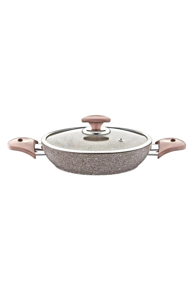 OMS 3004 - 6 Parça, Bio Granit, Yapıştırmaz, (18-20-22 CM) Sahan Seti, Sütlü Kahve Gövde Ve Detay - 3