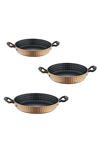 OMS PASLANMAZ Oms Döküm Non-stick Teflon 3lü Sahan Seti 18-20-22cm