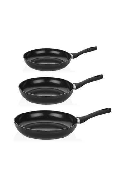 gülsan Ceraflon 3 Boy Kapaksız İndüksiyon Uyumlu Tava Seti  26-28-30cm-SİYAH