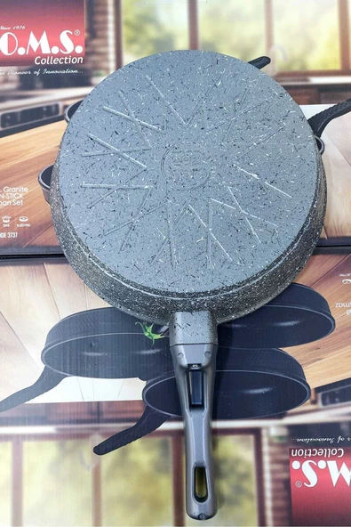OMS 3737 Fry Pan Döküm Granit Kaplamalı  3 Parça Tava Seti Gri (20-24-28 cm) - 4