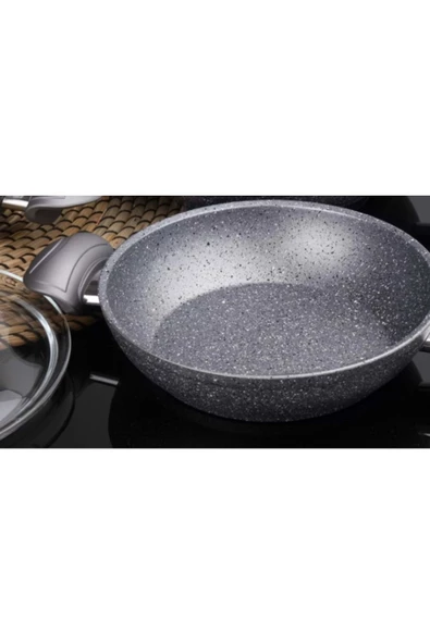 OMS Granit 22 Cm Kapaklı Sahan Gri