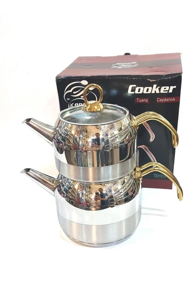 Cooker Tuana Çelik Çaydanlık Aile Boy Gold