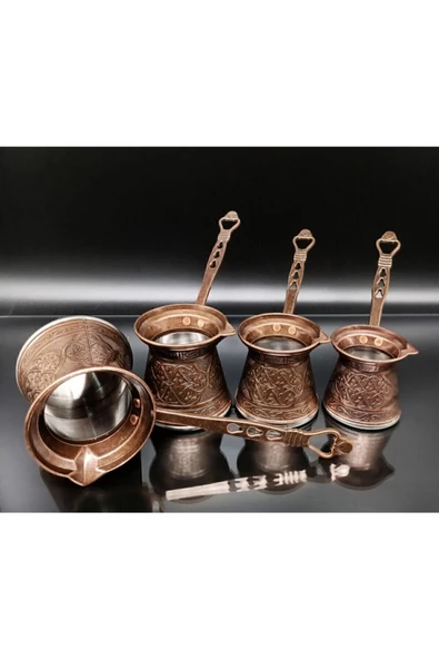 ayvalı metal Desenli Döküm Cezve 4lü Set