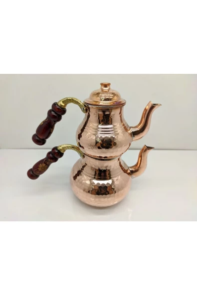 BYBİLAL Dövme Bakır Çaydanlık Küçük Boy - Resim 3