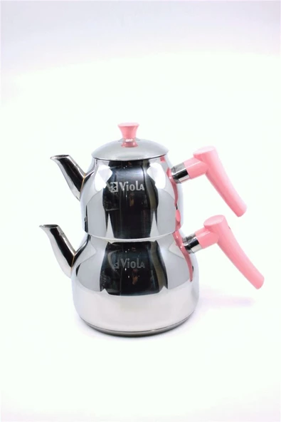 Viola Aile Damla Çelik Çaydanlık Pembe - Resim 2