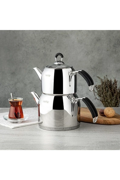 Nehir Modern Maxi Çelik Çaydanlık Takımı