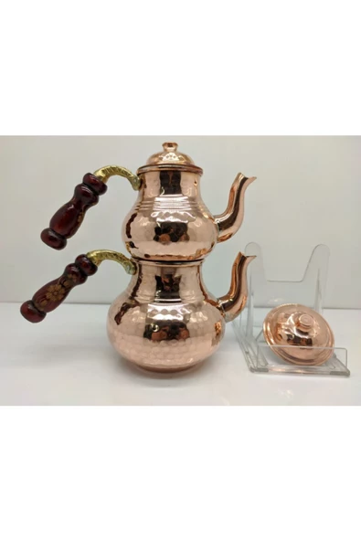 BYBİLAL Dövme Bakır Çaydanlık Küçük Boy - Resim 2