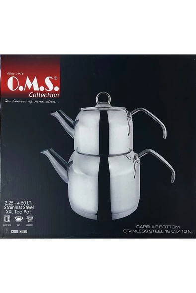 OMS 8090 Mega Sülale Boy Çelik Çaydanlık Takımı Sade - 2