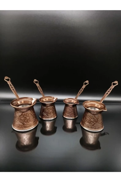ayvalı metal Desenli Döküm Cezve 4lü Set - 2