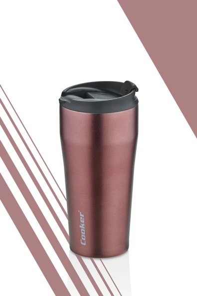Cooker 0,40 ml Çift Kat Paslanmaz Çelik Termos ( Çay Kahve Piknik Kamp Outdoor Ofis Otel Kafe Okul )-bordo - 2