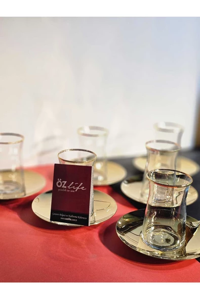 ÖZLİFE Mess Titanyum 12 Parça Çay Seti Gold - 3