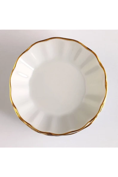 Porland 6 Kişilik Porselen Kahveci Çay Tabağı - Altın Yaldızlı - 2