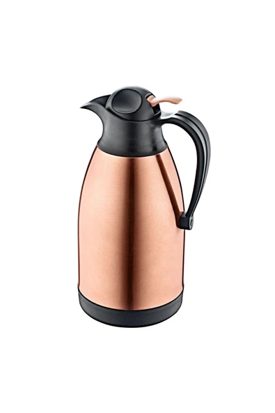 OMS PASLANMAZ 3281 - 2 Parça - Paslanmaz Çelik, 2,0 Litre Sıcak, Soğuk, Termos Bakır Gövde, Siyah Detay - 2