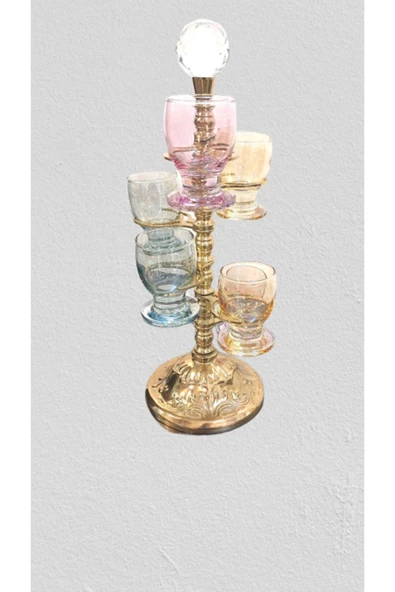NATUREL 7 Parça Metal Standlı Kahve Yanı-likör Cam Bardak Takımı - 4