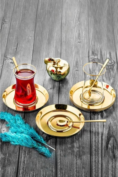 ÖZLİFE Mess Gold 18 Parça Çay Takımı Seti