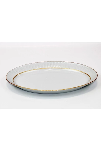 Güral Porselen Sedef 30cm Kayık Tabak Yaldızlı Yeni - 2