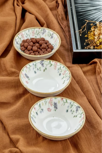 Cooker Lüx 6'lı 11 cm Porselen Desenli Kase Servis Sunum Çerez Seti - 3