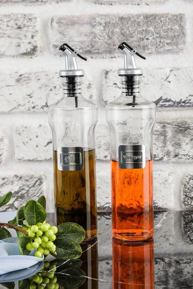 Cooker Shop Lüx Kapaklı Cam Şişe Yağlık & Sirkelik & Sosluk 500 ml2’li - 2