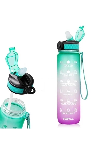 ERGENÇLER H2O Fit Gökkuşağı Pipetli Matara 1 Lt - 7