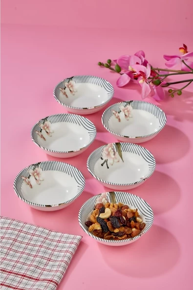 Cooker Büyük Boy 6 Lı 13 Cm Porselen Servis Sunum Ikramlık Çerezlik Kase - 3