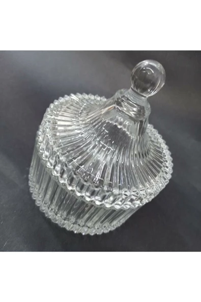 Sağlam Lüx Orta Boy Kesme Kapaklı Cam Şekerlik 14x6cm - 3