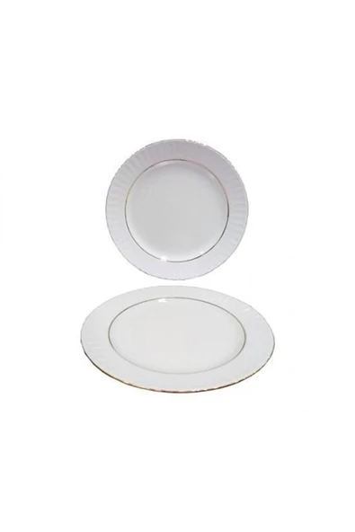 Güral Porselen Sedef 25cm Düz Tabak Yaldızlı 6 Adet - 2