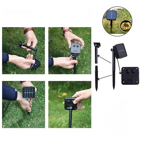 Coofbe Güneş Enerjili Solar 10Metre Dış Bahçe Aydınlatma Led Su Geçirmez Bahçe Dekarasyon Sarı Işık - 2