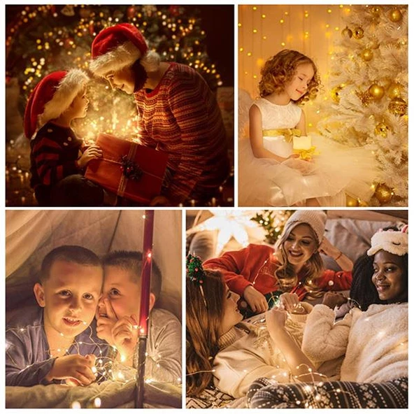 Coofbe Güneş Enerjili Solar 10Metre Dış Bahçe Aydınlatma Led Su Geçirmez Bahçe Dekarasyon Sarı Işık - 5