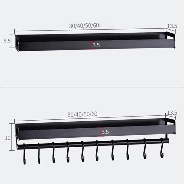 Cbtx 40 cm Mutfak Duvar Asılı Tutucu Baharat Depolama Rafı - 3