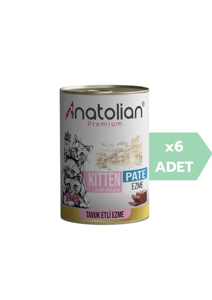 Anatolian Premium Kitten Chicken Pate Tavuklu Ezme Yavru Kedi Konservesi 400 gr x 6 Adet