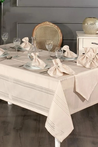 NİVEMESHOME BEJ 160*220 COLBER MASA ÖRTÜSÜ - 2