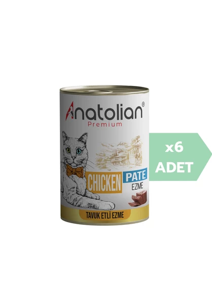 Anatolian Premium Adult Chicken Pate Tavuklu Ezme Yetişkin Kedi Konservesi 400 gr x 6 Adet