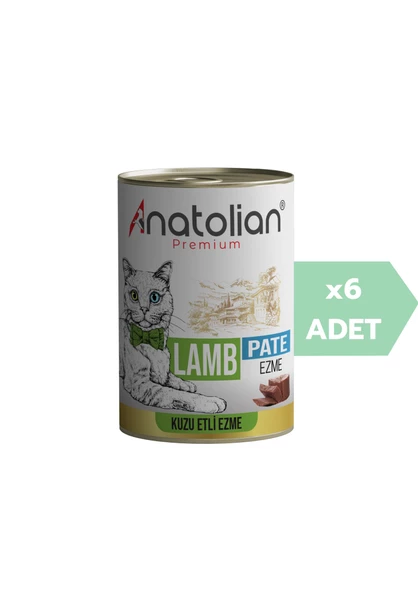 Anatolian Premium Adult Lamb Pate Kuzulu Yetişkin Ezme Kedi konservesi 400 gr x 6 Adet