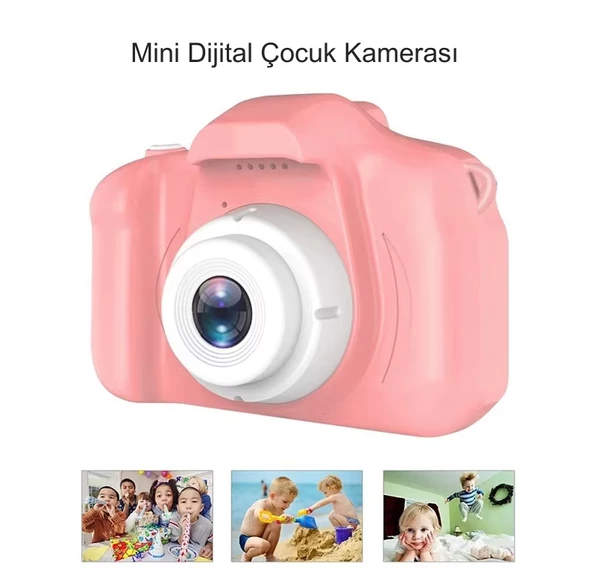 QASUL PEMBE 2.0 İnç IPS Ekran Darbeye Dayanıklı Çocuk Dijital Selfie HD Video Kamera  Çocuk Kamerası - 4
