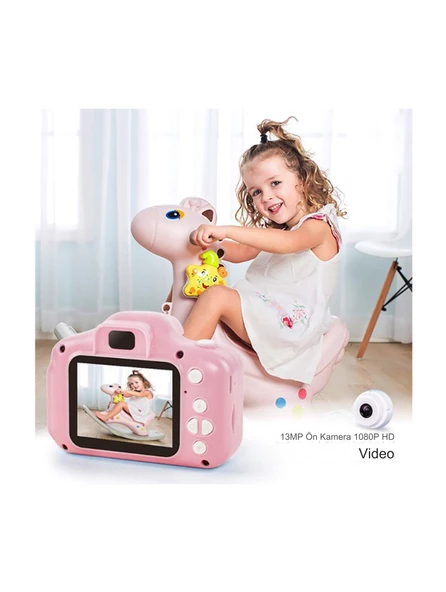 Mini Fotoğraf Makinesi Çocuk İçin Eğitici Video Kamera 1080p Hd Ekran Digital Usb Şarjlı Lens Camera - 5