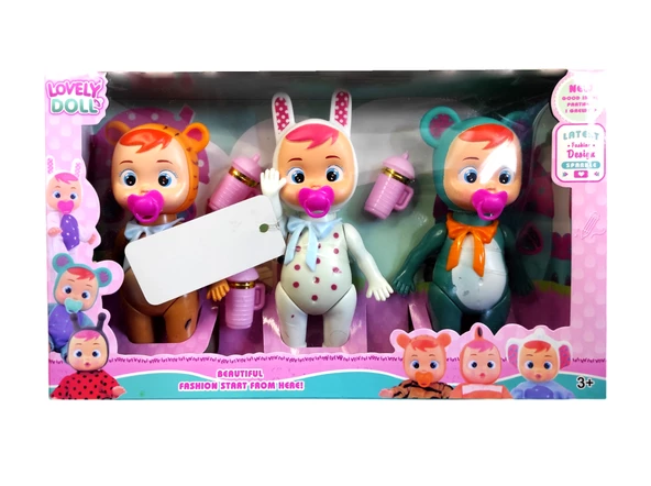 Ethem Oyuncak Lovely Doll Ağlayan Bebekler 3'lü Set 8268B - 2