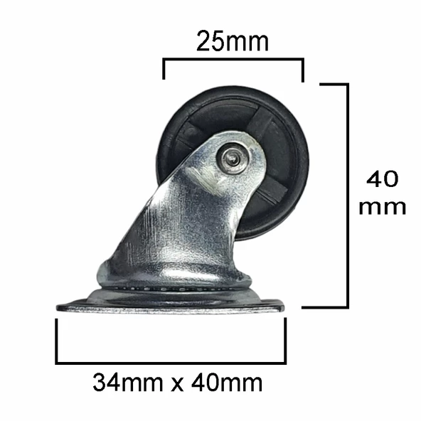 Döner Mini Teker Bilyalı Mobilya Tekeri Valiz Komidin Masa Sehpa Dolap Küçük Tekerlek -4 Adet - 3