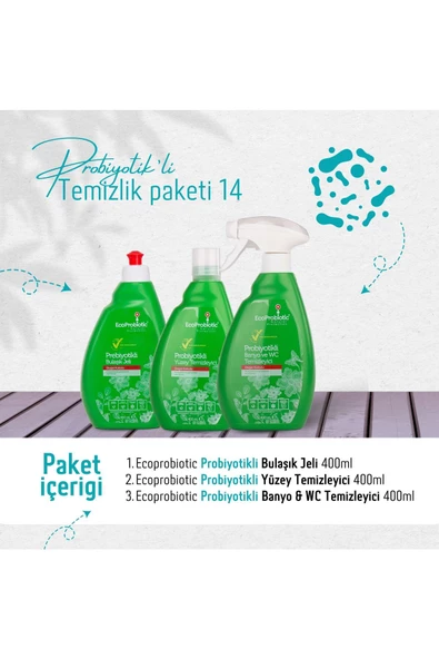 Ecoprobiotic Avantajlı 3 Lü Set Probiyotikli Temizlik Ürünleri Kimyasal Içermeyen Uzun Süreli Etki