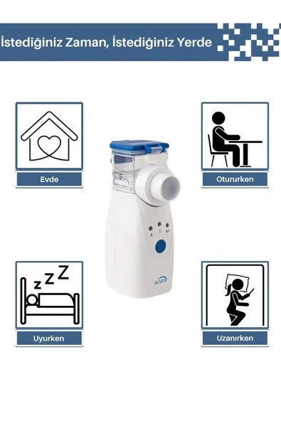 AC-4030 Şarjlı Mesh Nebulizatör Maske ve Ağızlık Hediyeli - Resim 6