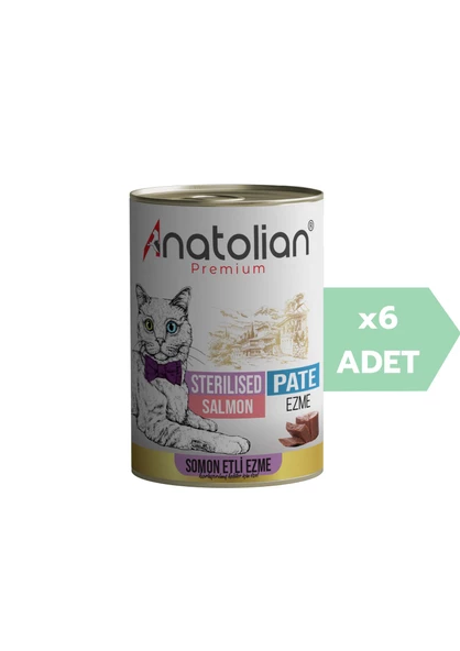 Anatolian Premium Adult Sterilised Salmon Pate Kısır Kedi Ezme Kedi Konservesi 400 gr x 6 Adet