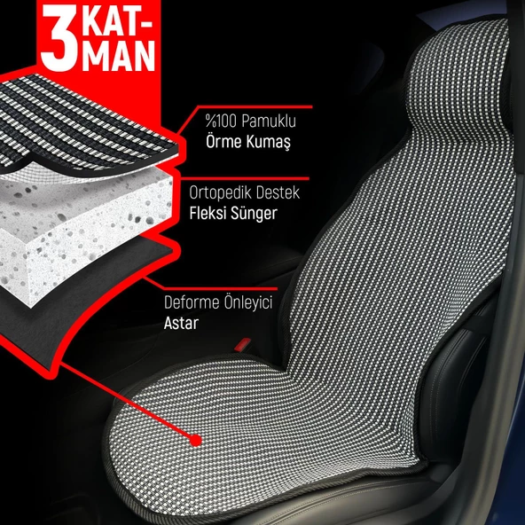 Citroen C4X Uyumlu Koltuk Kılıfı Minder Çizgili Füme Beyaz 2+1 Ön Arka Set - 2